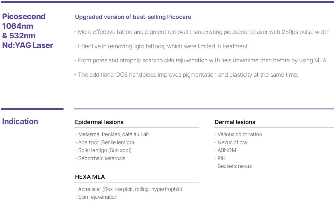 Picocare world best 250 Picosecond laser 1064nm & 532nm Nd: YAG Laser